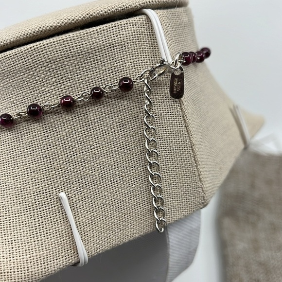 Vintage ✨ Sterling Silver Beaded Adjustable Necklace with Marcasite Pendant 💎 - Picture 7 of 14